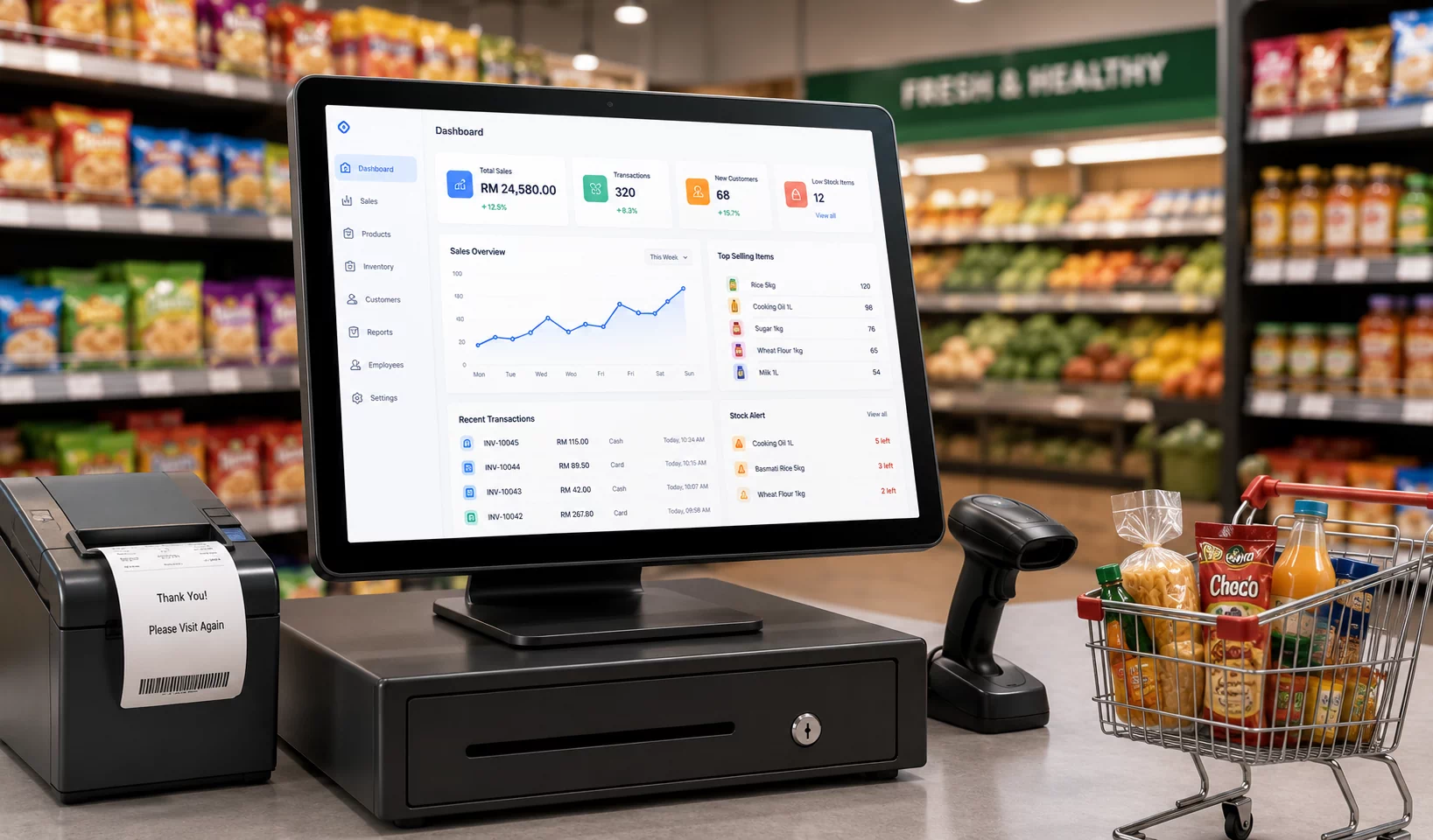 Retail store using Meg World Technologies POS software